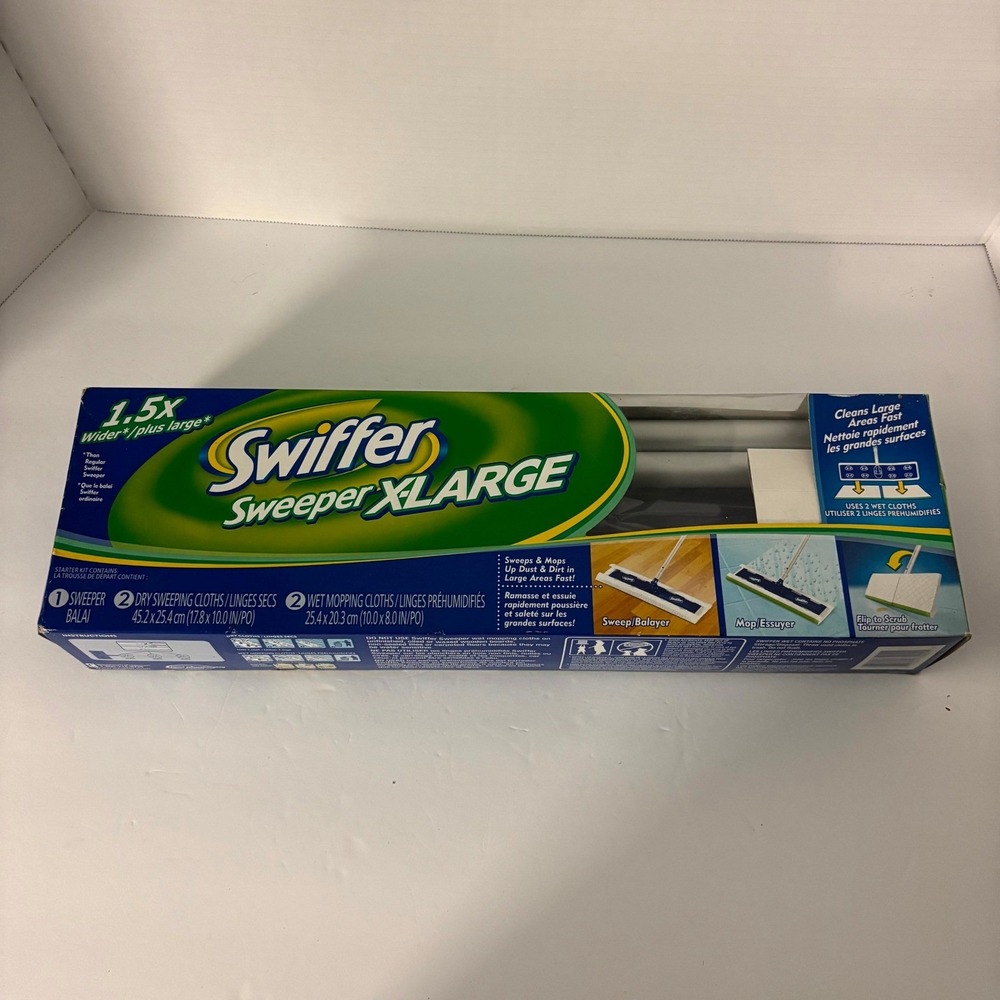Swiffer X-Large Floor Sweeper Starter Kit New Sealed 2 Dry 2 Wet Cloths